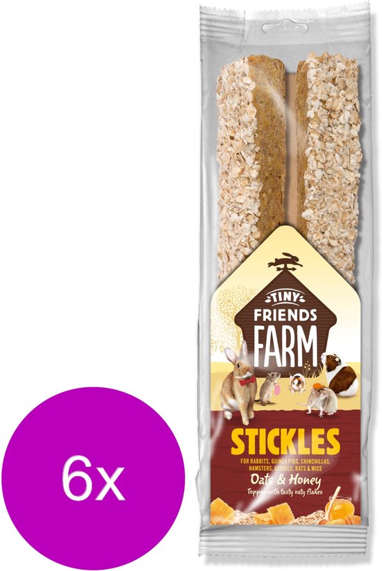 Supreme Tiny Friend Farm Stickle 100 g - Knaagdiersnack - 6 x Haver&Honing