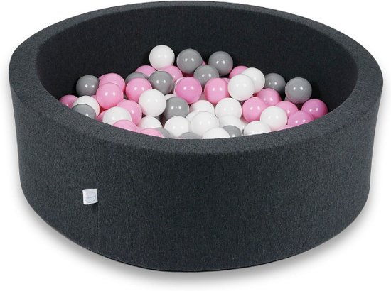 Ballenbak - 200 ballen - 90 x 30 cm - ballenbad - rond zwart