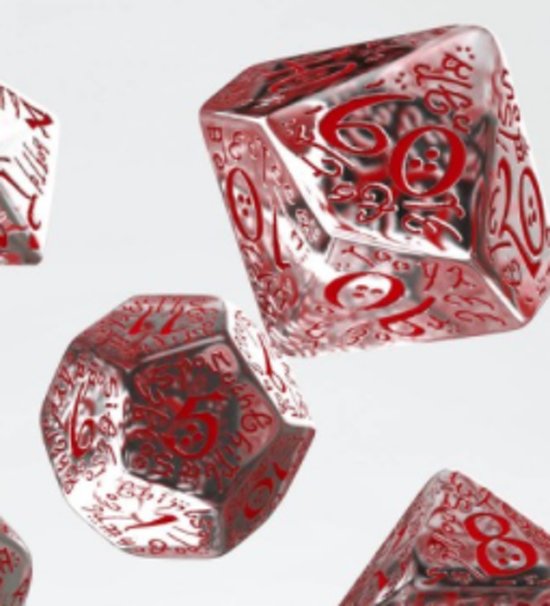 Thumbnail van een extra afbeelding van het spel Polydice 7 Dobbelstenenset Transparent Red Elvish Q-Workshop