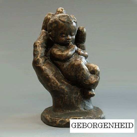 Parastone beeldje baby in hand - Geborgenheid - brons - 1226.20 - 5 cm hoog