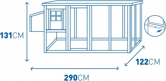 Duvo Betty Cottage Kippenhok - 290x122x116,5 cm - Bruin/Wit