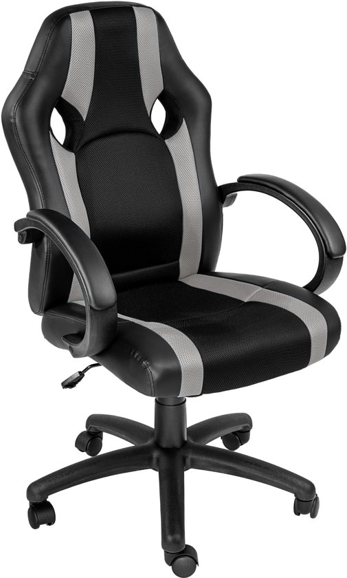 TecTake - bureaustoel Benjamin, zwart-grijs, comfortabel, racing style - 402162
