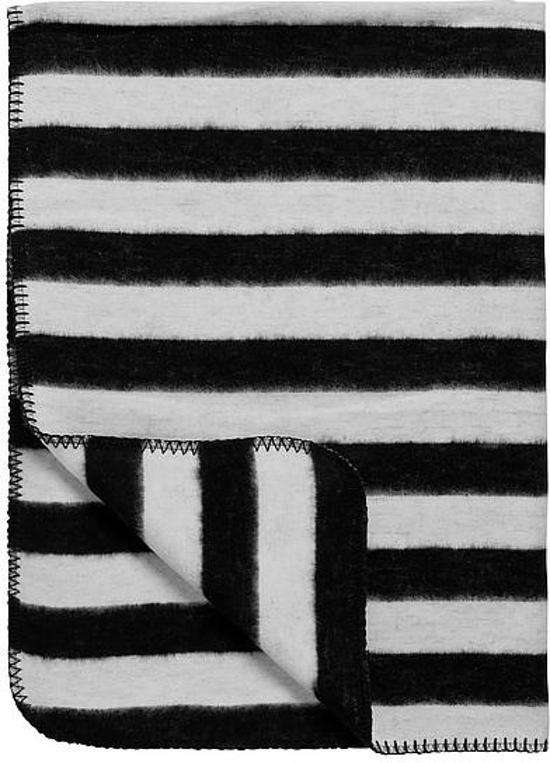 Meyco Black Label Organic Stripe - Ledikantdeken 120x150 cm - Zwart/Wit