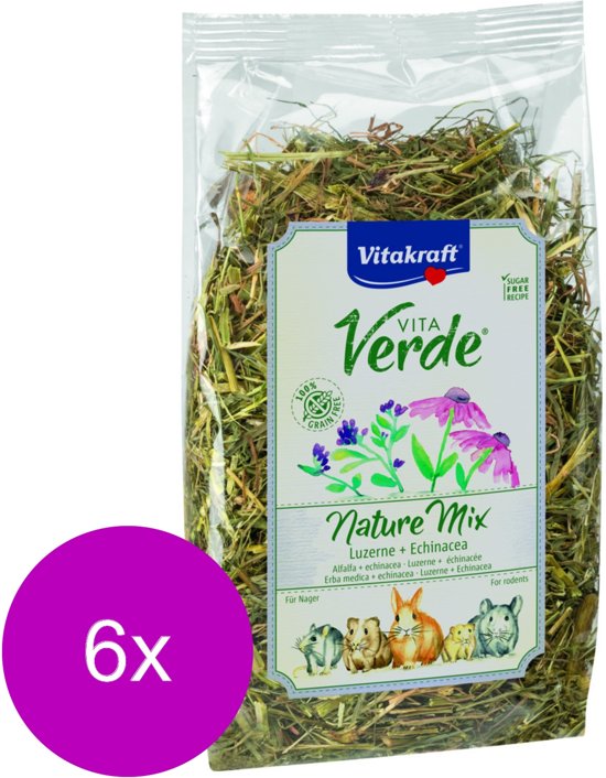 Vitakraft Vita-Verde Luzerne/Echinacea - Knaagdiersnack - 6 x 125 g