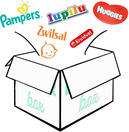 Proef  luier box van 8 luier merken / Luier babybox / maat 2 (3-8kg) / kraamcadeau