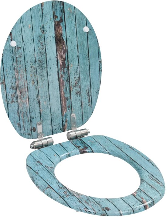 vidaXL Toiletbril met soft-close deksel MDF oud hout print
