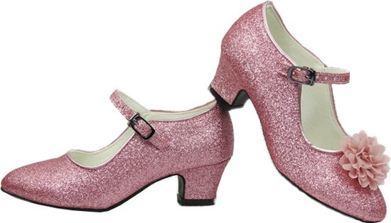 Verbazingwekkend bol.com | Roze glitter schoenen met hakken + GRATIS bloemclips UQ-64