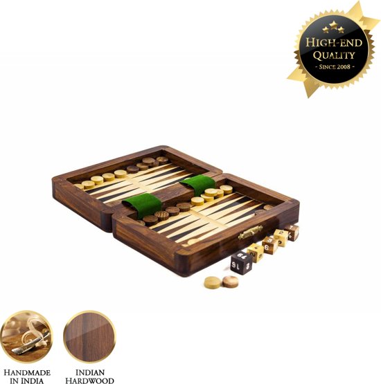 Afbeelding van het spel Luxe backgammon set, in reis-formaat, klein maar compleet