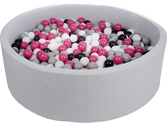 Zachte Jersey baby kinderen Ballenbak met 900 ballen, diameter 125 cm - zwart, wit, roze, grijs