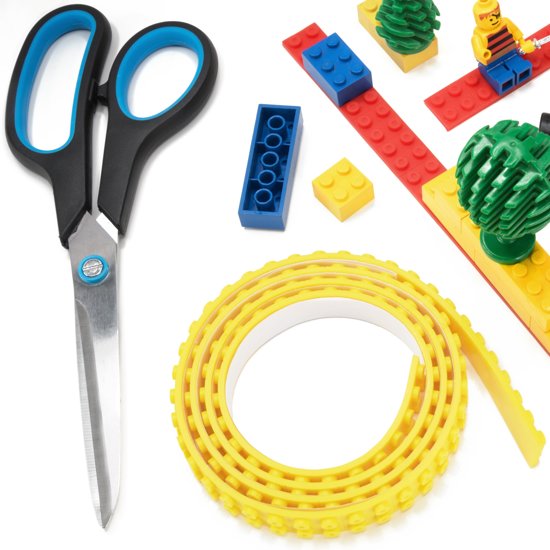 Thumbnail van een extra afbeelding van het spel Sinji Play Stick & Brick - flexibel speelgoedtape met bouwsteennopjes - set 2 stuks - Wit + Geel