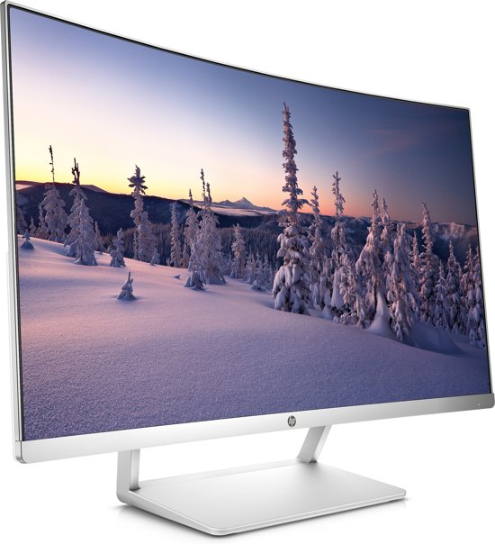 HP 27 Curved Display 27'' Full HD LED Zilver, Wit computer monitor