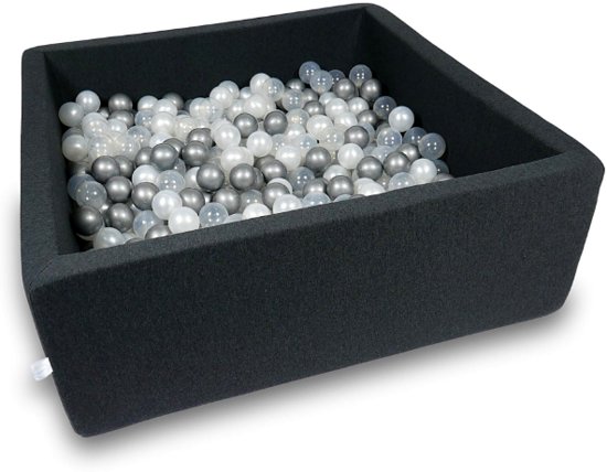 Ballenbak - 600 ballen - 110 x 110 cm - ballenbad - vierkant zwart