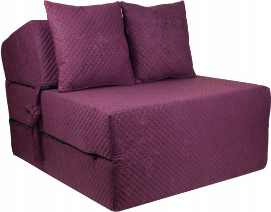 Luxe logeermatras - violet - camping matras - reismatras - opvouwbaar matras - 200 x 70 x 15 - met kussens