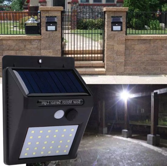 Solar LED wandlamp 2 stuks - 30 LED - dag/nacht sensor - bewegingssensor - zonne-energie - tuinverlichting - boveld