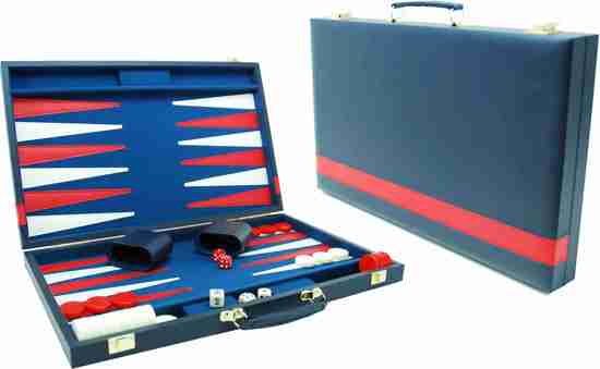 Hot sports Backgammon koffer blauw 46x58CM