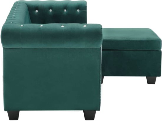 vidaXL Bank Chesterfield-stijl L-vormig 199x142x72 cm fluweel groen