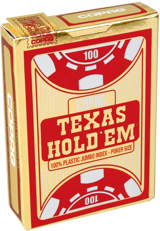 Afbeelding van het spel Copag - Plastic Pokerkaarten - Texas Hold'em Gold - Jumbo Index - Red
