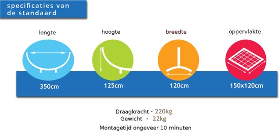 Potenza Tytan Ocean -massieve hangmatset 2 personen / Tweepersoons hangmat met standaard (grafiet)