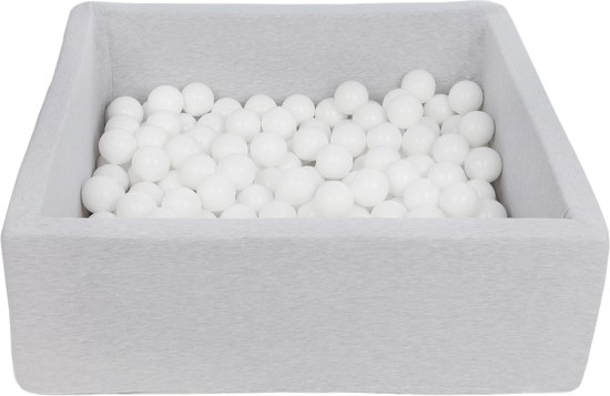 Zachte Jersey baby kinderen Ballenbak met 150 ballen, 90x90 cm - Witte