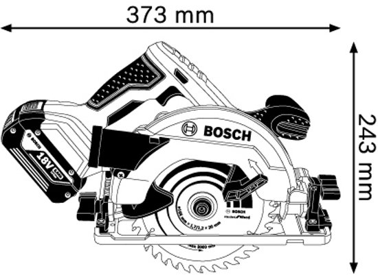 Bosch Professional GKS 18V-57 G Accu cirkelzaag - Met 2x GBA 18V 5,0Ah accu's, GAL1880 CV lader, FSN 1600 geleiderail in L-BOXX