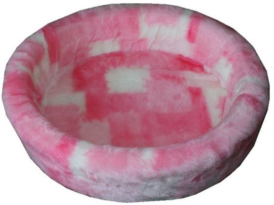 Petcomfort katten/hondenmand bont lapjesdeken roze 46x40x13 cm