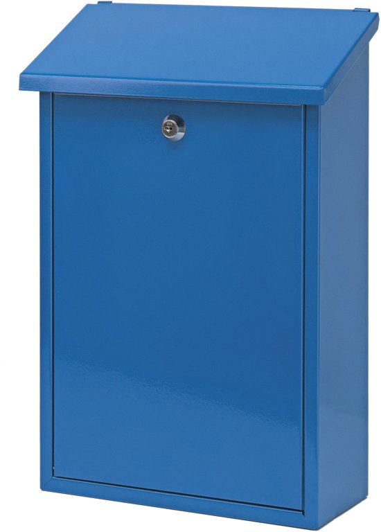 Stalen brievenbus blauw - 27x12x40 cm