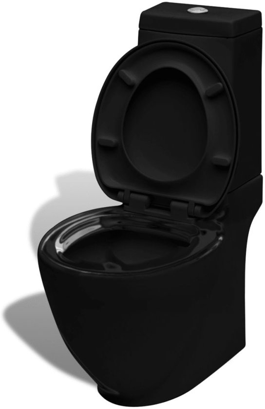 vidaXL Staand toilet en bidet set (zwart)