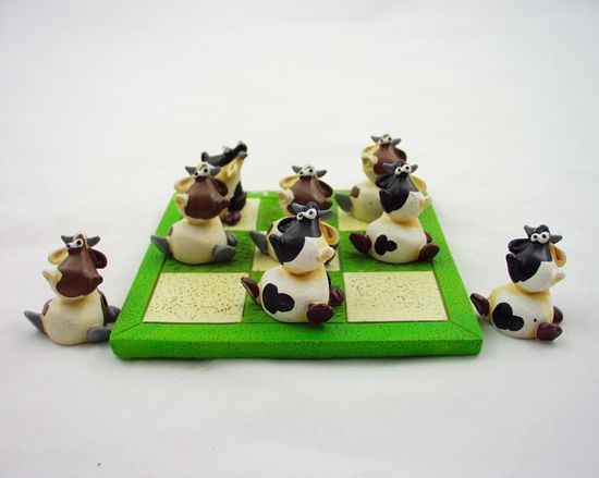 Afbeelding van het spel Boter, kaas en eieren - koeien - Zwart - wit