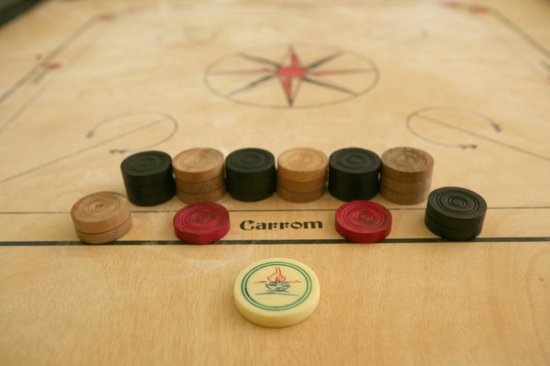 Thumbnail van een extra afbeelding van het spel Carrom, ECO hardhout, Officiële wedstrijdmaat