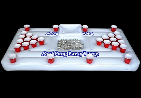 Afbeelding van het spel Barproducten.nl Pool Pong Party Barge - Opblaas beerpong matras met bekerhouders