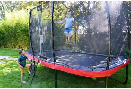 EXIT Elegant trampoline 244x427cm met veiligheidsnet Economy - rood