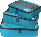 TravelMore Packing Cubes Set - Koffer Organizer - Bagage Inpak Kubussen - Pack Compression Cubes - Travel Bag Ordening - Reis Accessoires - Tas Opbergzakken - 3 Stuks - Lichtblauw