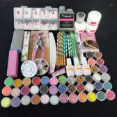 Acrylnagels Starterspakket | Acryl Nagels Starter Kit Set | Nail Art Pakket | 18 kleuren Acryl Poeder | 500 Witte Franse Tips