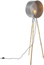 QAZQA Barrel - Vloerlamp met lampenkap - 1 lichts - H 1430 mm - Grijs