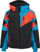 jongens Jas Spyder zwart met blauw en oranje ski jas Boy's Leader met 10.000mm waterkolom 889212331603