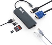 SBVR Premium 8 in 1 multifunctionele USB C - Type-C Hub naar HDMI Adapter 4K + Ethernet Adapter RJ45 1000Mbps + 2x USB 3.0 Poort + VGA poort + USB C PD (power delivery) + Micro SD / SD Kaartlezer - Thunderbolt 3 USB 3.0 Hub