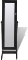 Sieradenkast met LED-lamp en spiegeldeur - Zwart