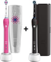 Oral-B Pro Cross Action 2500 - Elektrische tandenborstel - Duo Set - Zwart, roze