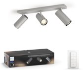 Philips Hue - Buratto - White Ambiance - opbouwspot - 3 lichtpunten - aluminium - incl DIM switch