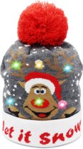 JAP Kerstmuts met lichtjes - Beanie met kerst verlichting - Rudolf - Let it snow