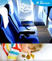 SkyTravel Vliegtuigbedje - 3 hoogtestanden - Reiskussen - Slapen in het vliegtuig - Kinderbedje - Voetensteun - Opblaasbaar - Grijs - KLM Approved