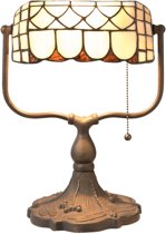 Tiffany Tafellamp - bankierslamp Met trekschakelaar. 5729