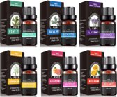 Etherische Oliën Set geschikt voor Aroma Diffuser Aromatherapie – 100% Therapeutische Essentiele Olie - 6 Verschillende geuren