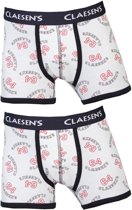 jongens Onderbroek Claesens - Claesens Boys - 2-pack Basic Boxer Allover 64 White - 152 8717753006839