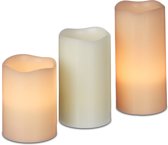 relaxdays LED kaarsen - 3 stuks - elektrische kaarsen op batterijen - flikkerend - wax