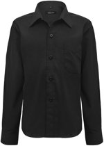 jongens Blouse vidaXL Jongens overhemd met lange mouwen zwart maat 122-128 8718475953739