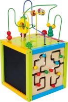 Kralenspiraal - Activiteiten kubus + leren schrijven + muziek maken - Large - 30 x 30 x 54 cm - Hout speelgoed vanaf 1 jaar