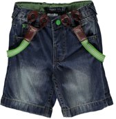 jongens Korte broek Losan babykleding - Denim korte spijkerbroek met groene bretels - 517-9007-741(138) maat 68 8433742792766