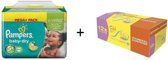 Pampers Baby Dry maat 5+ 168 stuks + Zwitsal Sensitive billendoekjes 12st