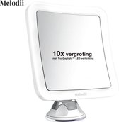 Spiegel met LED verlichting - Make-upspiegel met 10x Vergroting en Sterke Zuignap